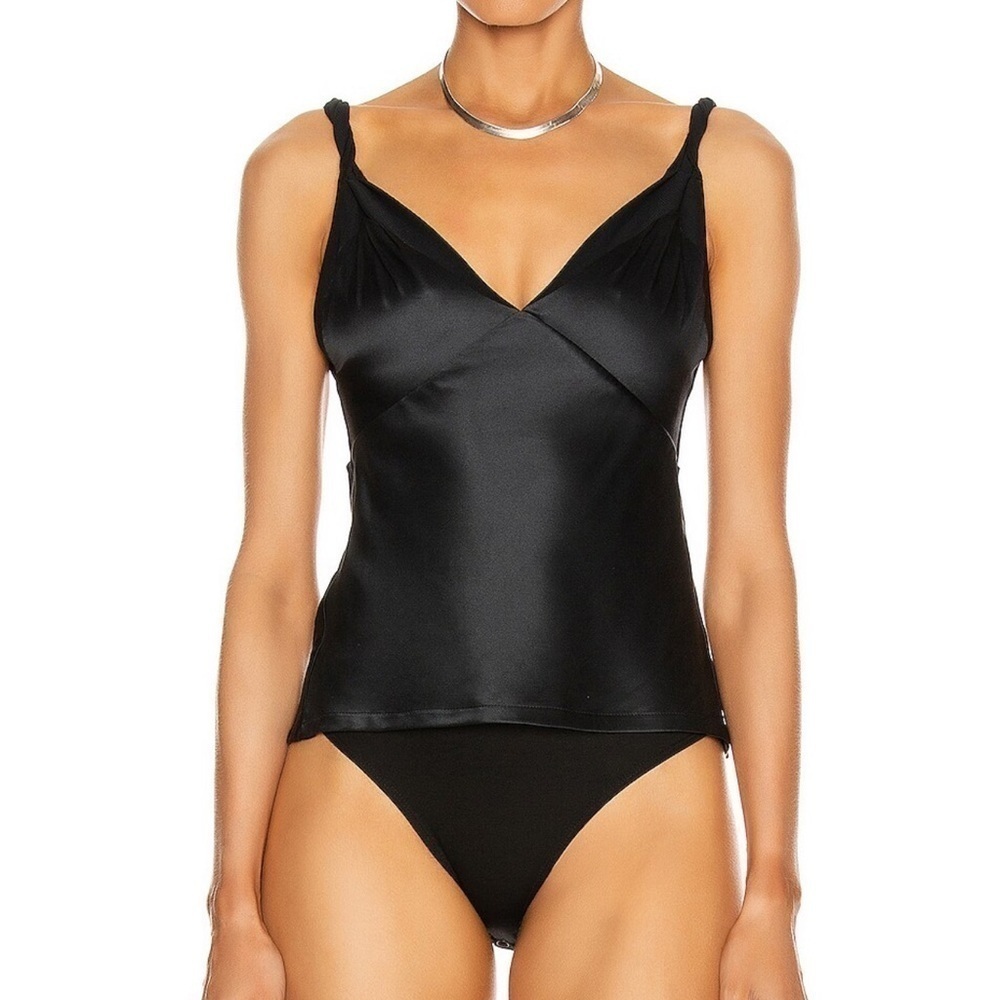 RtA Black Livia Cami Top Silk Bodysuit